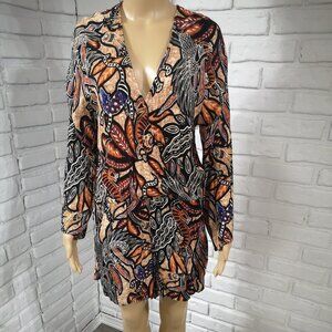 H&M Ladies Size 12 Multi Colored Tribal Print Long Sleeves Romper
